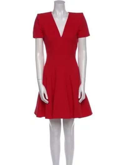 Pre-owned Alexander Mcqueen Wool Mini Dress In Red