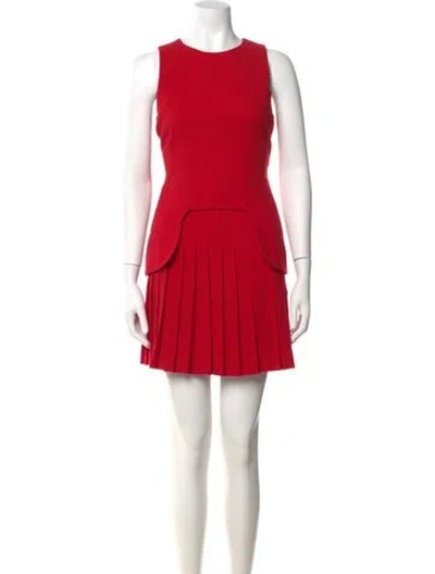 Pre-owned Alexander Mcqueen Wool Mini Dress In Red