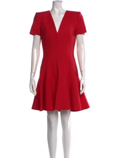 Pre-owned Alexander Mcqueen Wool Mini Dress In Red
