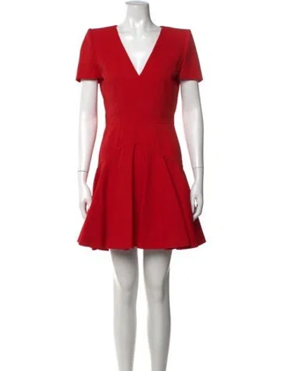 Pre-owned Alexander Mcqueen Wool Mini Dress In Red