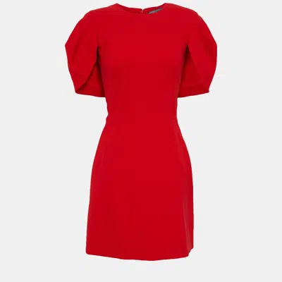 Pre-owned Alexander Mcqueen Wool Mini Dresses 42 In Red