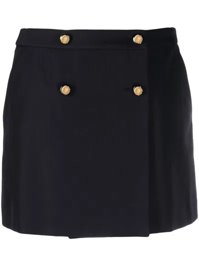 Alexander Mcqueen Wool Mini Skirt In Black