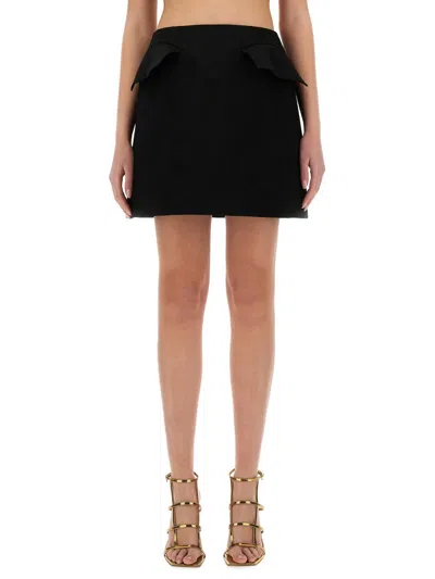 Alexander Mcqueen Wool Mini Skirt In Black