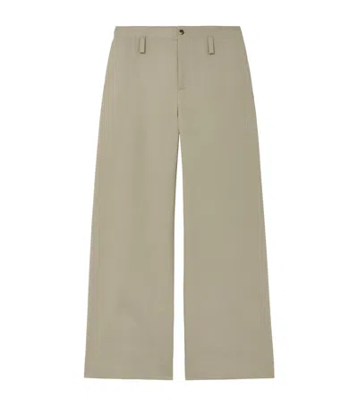 Alexander Mcqueen Wool-mohair Wide-leg Chinos In Brown
