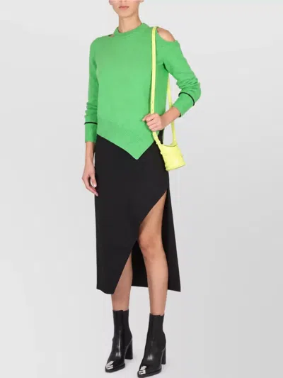 Alexander Mcqueen Wool Off Shoulder Sweatshirt In Multi