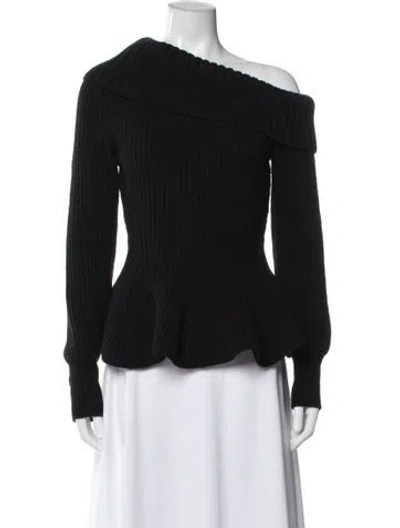Pre-owned Alexander Mcqueen Wool Off-the-shoulder Sweater In Black
