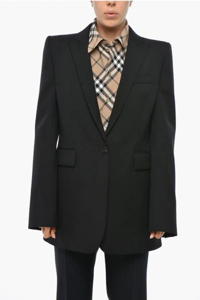 Alexander Mcqueen Wool Oversized Blazer With Padded Shoulders In Black