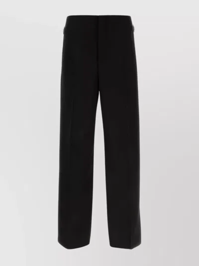 Alexander Mcqueen Wool Pant Wide Leg Belt Loops In Black