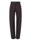 Alexander Mcqueen High-waisted Brown Wool Trousers With Front Pleats In Brown
