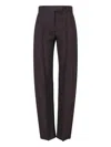 Alexander Mcqueen High-waisted Brown Wool Trousers With Front Pleats In Brown