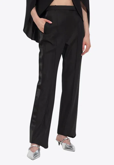 Alexander Mcqueen Wool Pants With Side-stripes In Black
