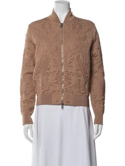 Pre-owned Alexander Mcqueen Wool Patterned Bomber Jacket In Brown