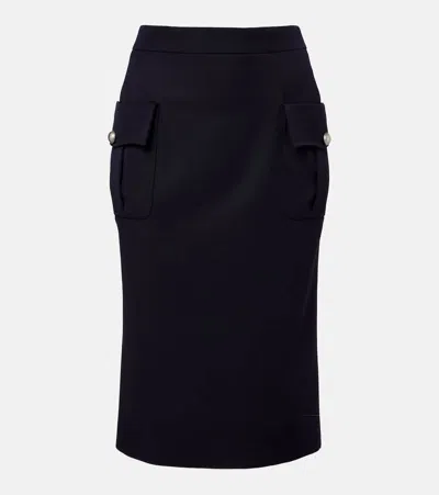 Alexander Mcqueen Wool Pencil Skirt In Black
