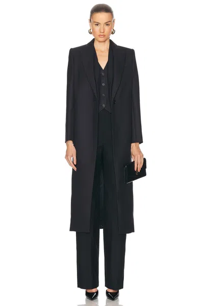 Alexander Mcqueen Pinstripe Cutaway Coat In Navy