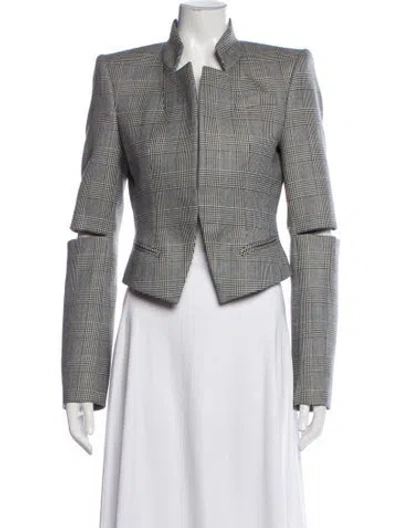 Pre-owned Alexander Mcqueen Wool Plaid Print Blazer In Gray