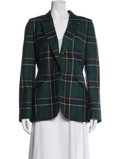 Pre-owned Alexander Mcqueen Wool Plaid Print Blazer W/ Tags In Green