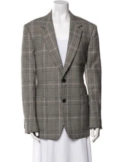 Pre-owned Alexander Mcqueen Wool Plaid Print Blazer In White