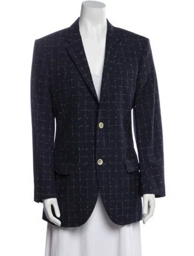 Pre-owned Alexander Mcqueen Wool Plaid Print Sport Coat In Blue