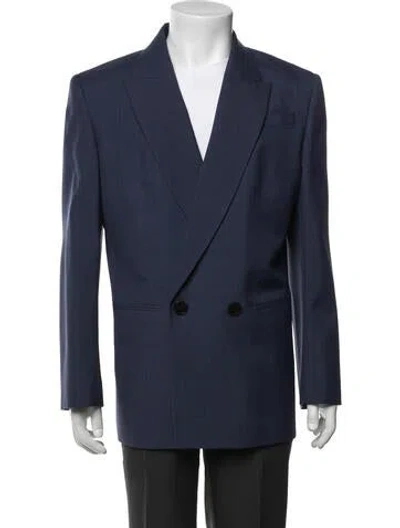 Pre-owned Alexander Mcqueen Wool Pleated Accents Blazer In Blue