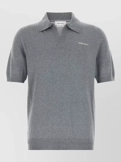 Alexander Mcqueen Grey Shirt Collar Polo