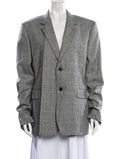 Pre-owned Alexander Mcqueen Wool Printed Blazer In Gray