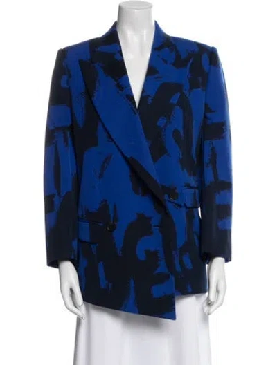Pre-owned Alexander Mcqueen Wool Printed Jacket In Blue