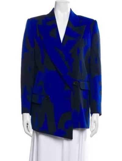 Pre-owned Alexander Mcqueen Wool Printed Jacket W/ Tags In Blue