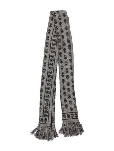 Pre-owned Alexander Mcqueen Wool Printed Scarf In Gray