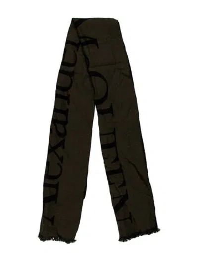 Pre-owned Alexander Mcqueen Wool Printed Scarf In Green