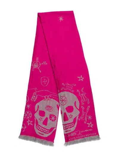 Pre-owned Alexander Mcqueen Wool Printed Scarf In Pink