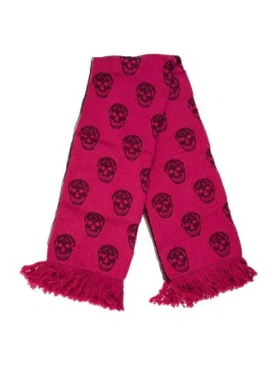 Pre-owned Alexander Mcqueen Wool Printed Scarf In Pink