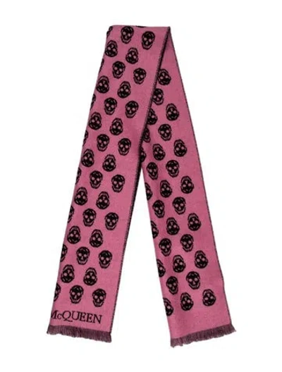 Pre-owned Alexander Mcqueen Wool Printed Scarf In Pink