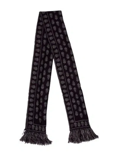 Pre-owned Alexander Mcqueen Wool Printed Scarf In Purple