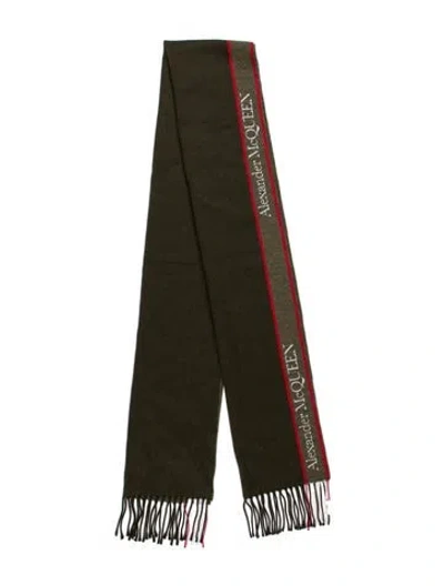 Pre-owned Alexander Mcqueen Wool Printed Scarf W/ Tags In Green