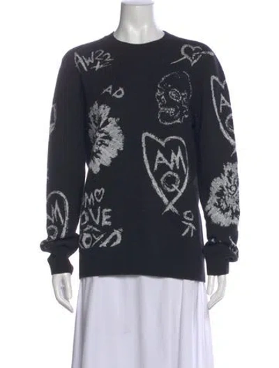 Pre-owned Alexander Mcqueen Wool Printed Sweater In Black