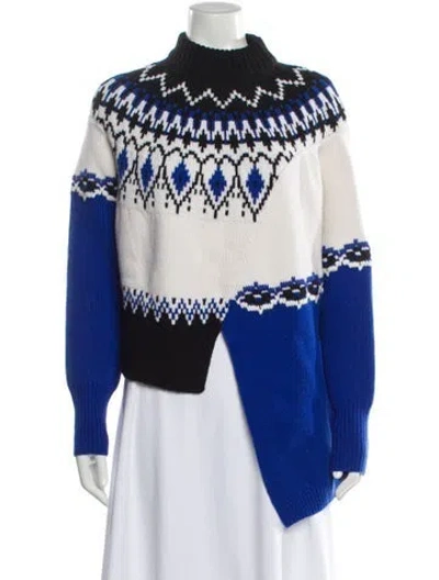 Pre-owned Alexander Mcqueen Wool Printed Sweater In Blue