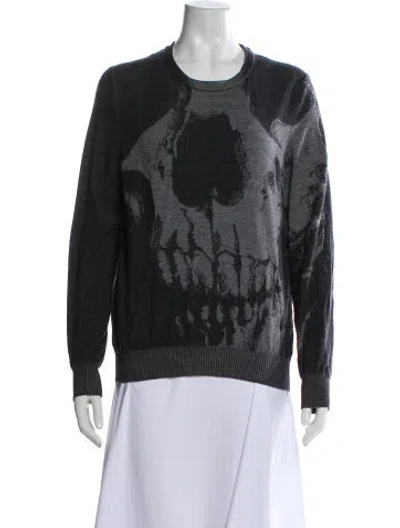 Pre-owned Alexander Mcqueen Wool Printed Sweater In Gray