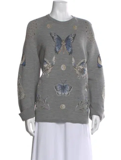 Pre-owned Alexander Mcqueen Wool Printed Sweater In Gray