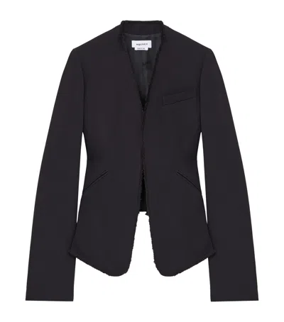 Alexander Mcqueen Wool Raw-edge Tailored Jacket In Brown