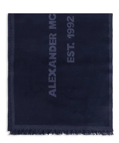 Alexander Mcqueen Wool Scarf In Blue