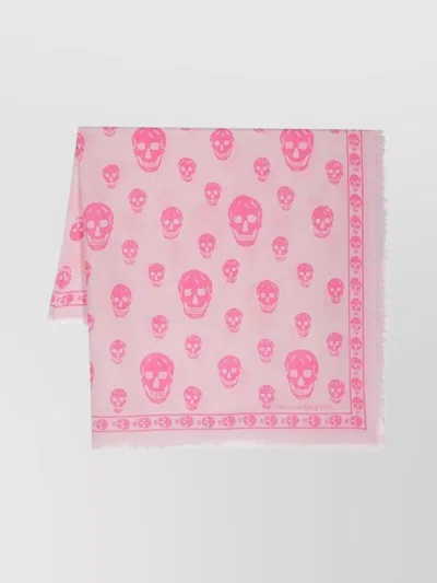 ALEXANDER MCQUEEN WOOL SCARF WITH BIKER SKULL PRINT