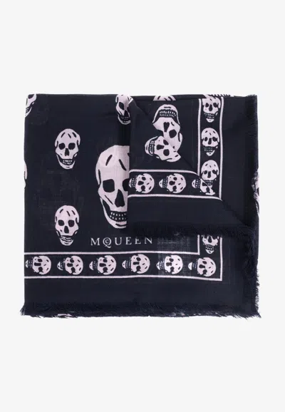 Alexander Mcqueen Wool Scarf With Skulls-motif
