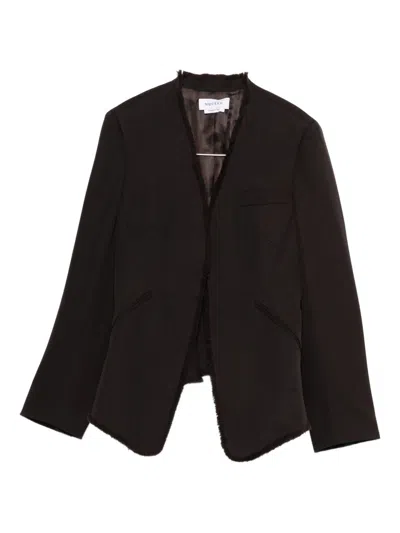 Alexander Mcqueen Mcqueen Raw Edge Wool Canvas Peplum Blazer In Brown