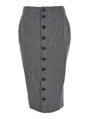 Alexander Mcqueen Grey Skirt With Button Closure In Wool Woman