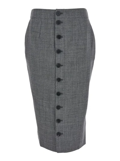 ALEXANDER MCQUEEN ALEXANDER MCQUEEN WOOL SKIRT WITH FRONT BUTTON CLOSURE