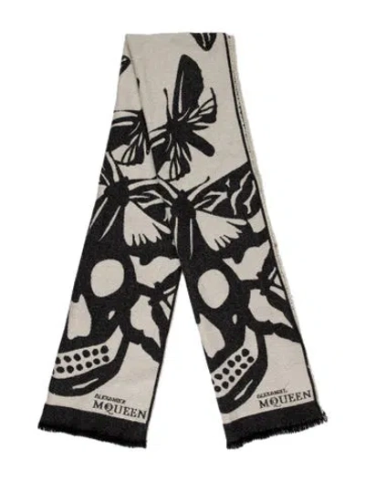 Pre-owned Alexander Mcqueen Wool Skull Scarf In Gray