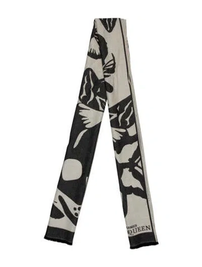 Pre-owned Alexander Mcqueen Wool Skull Scarf In Grey