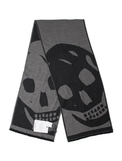 Pre-owned Alexander Mcqueen Wool Skull Scarf W/ Tags In Gray