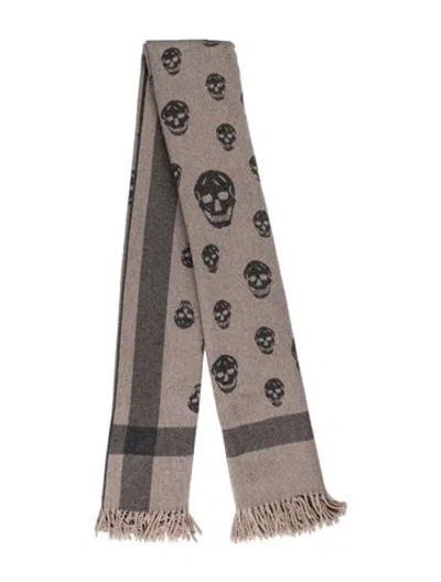 Pre-owned Alexander Mcqueen Wool Skull Shawl In Gray