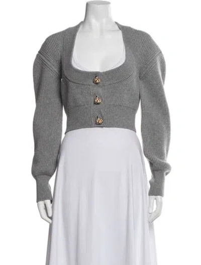 Pre-owned Alexander Mcqueen Wool Square Neckline Sweater In Grey